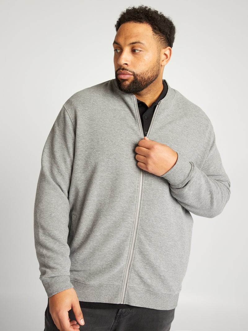 Sweatshirt com fecho de malha às riscas CINZA - Kiabi
