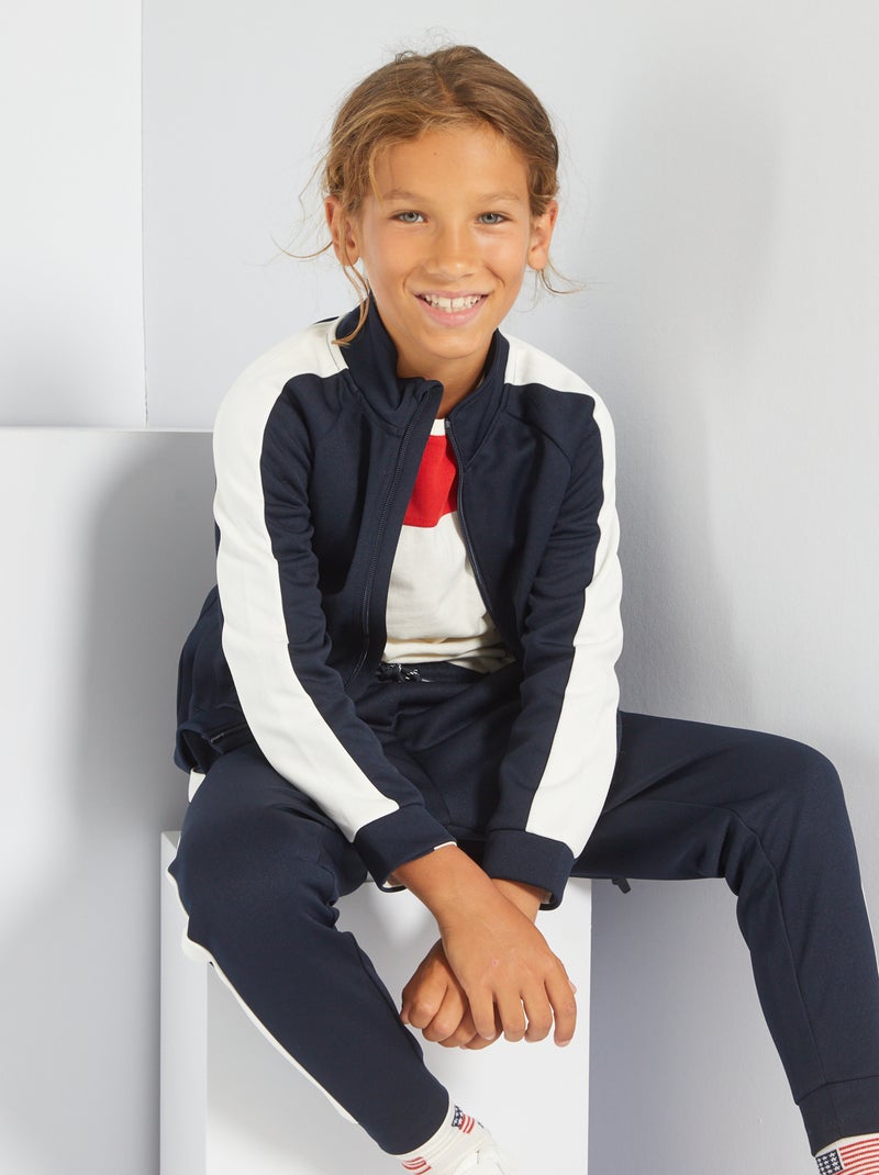 Sweatshirt com fecho desportiva Azul Marinho - Kiabi