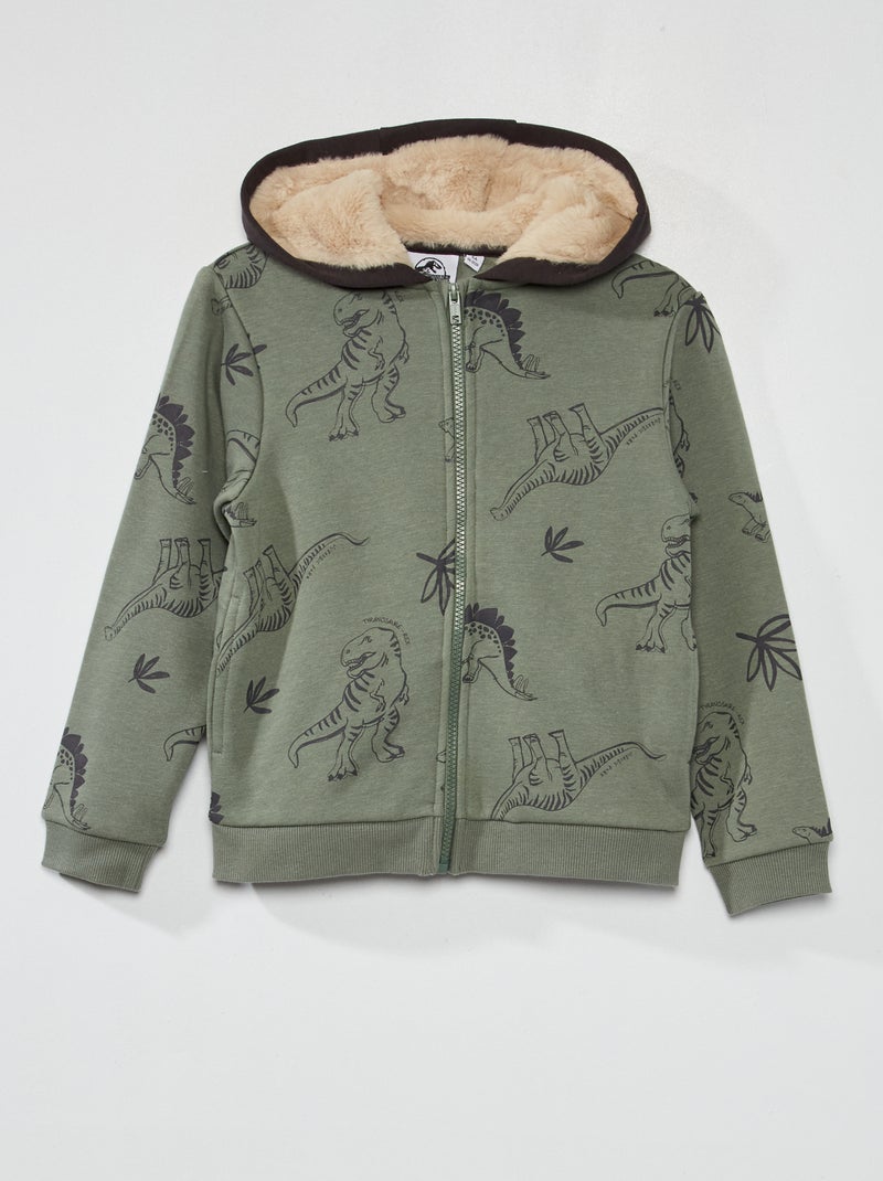 Sweatshirt com fecho dinossauro CAQUI - Kiabi