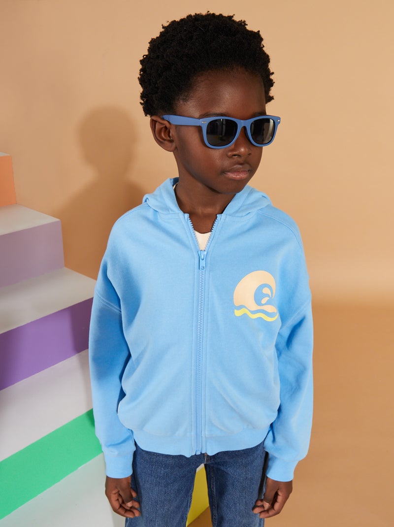 Sweatshirt com fecho e capuz - Grafik Edition AZUL - Kiabi