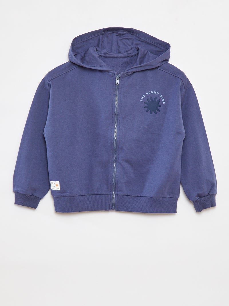 Sweatshirt com fecho e capuz - Grafik Edition AZUL - Kiabi