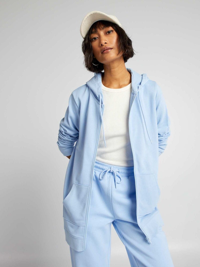 Sweatshirt com fecho e capuz AZUL - Kiabi