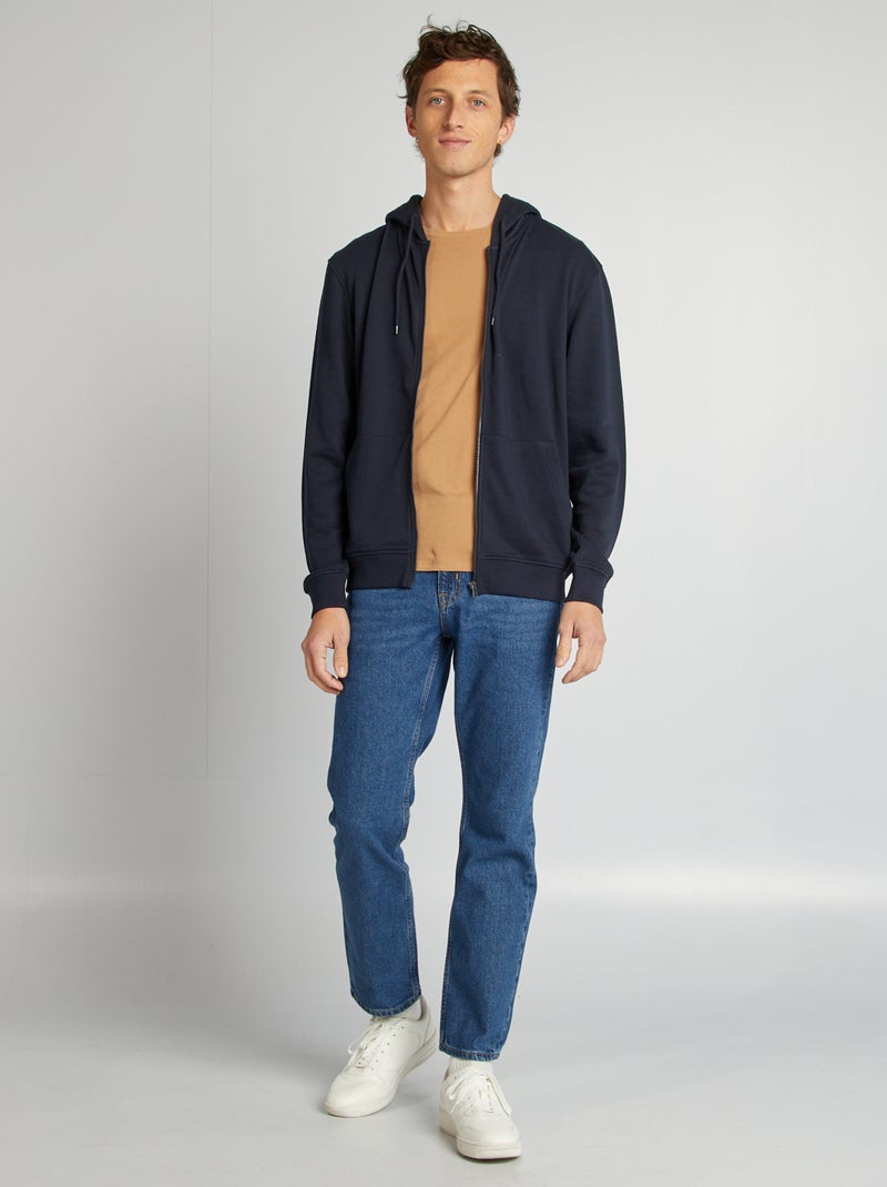 Sweatshirt com fecho e capuz AZUL - Kiabi