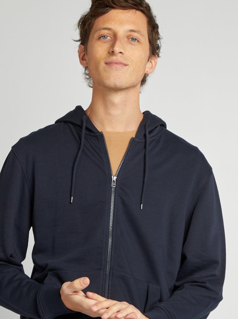 Sweatshirt com fecho e capuz AZUL - Kiabi