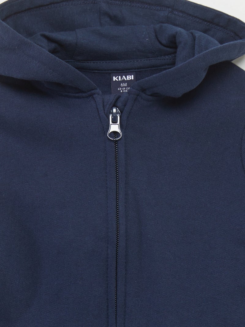 Sweatshirt com fecho e capuz AZUL - Kiabi