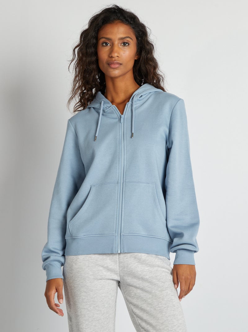 Sweatshirt com fecho e capuz AZUL - Kiabi