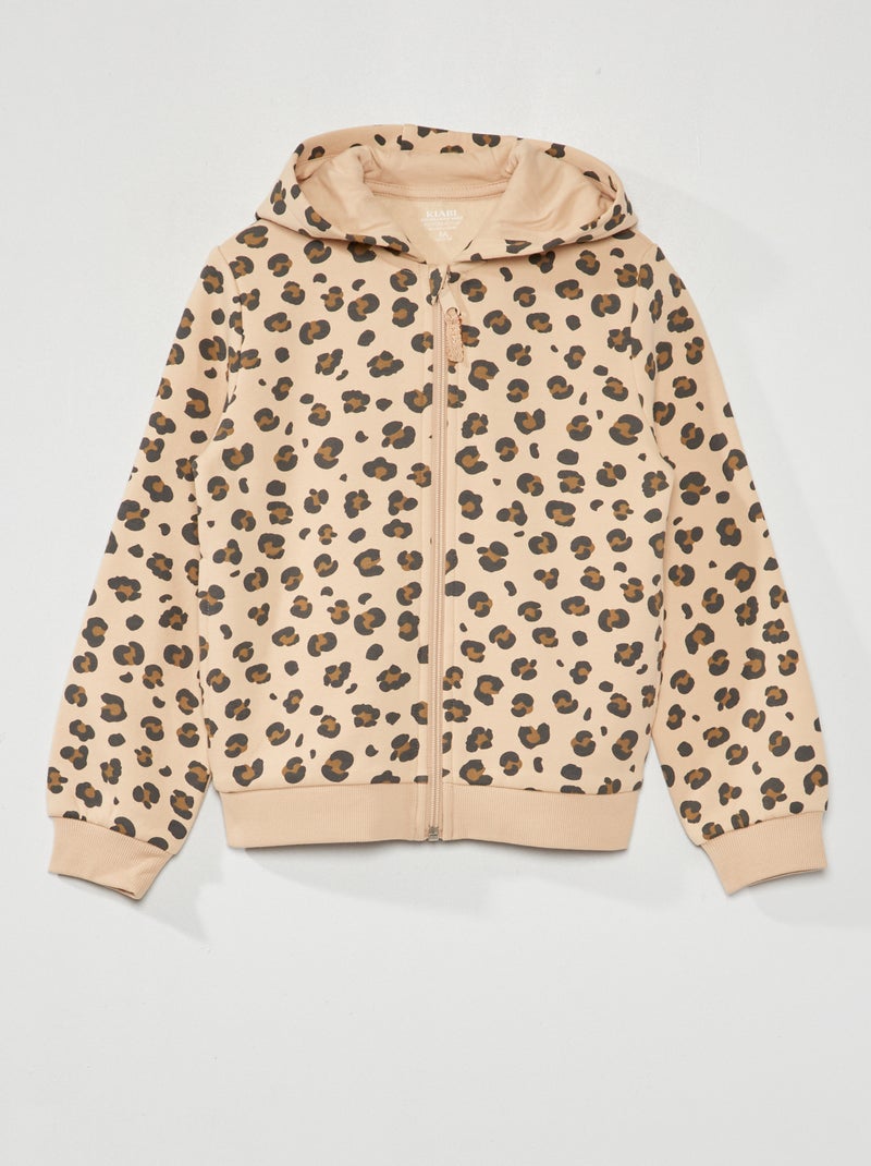 Sweatshirt com fecho e capuz BEGE - Kiabi