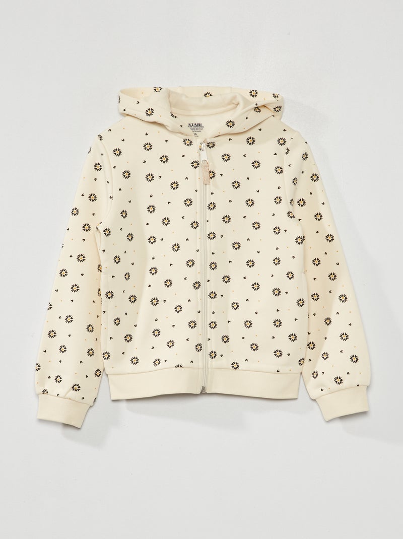Sweatshirt com fecho e capuz BEGE - Kiabi