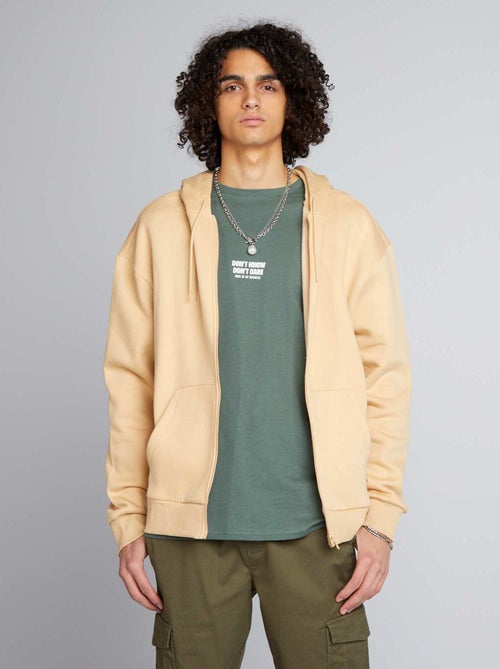 Sweatshirt com fecho e capuz - Kiabi