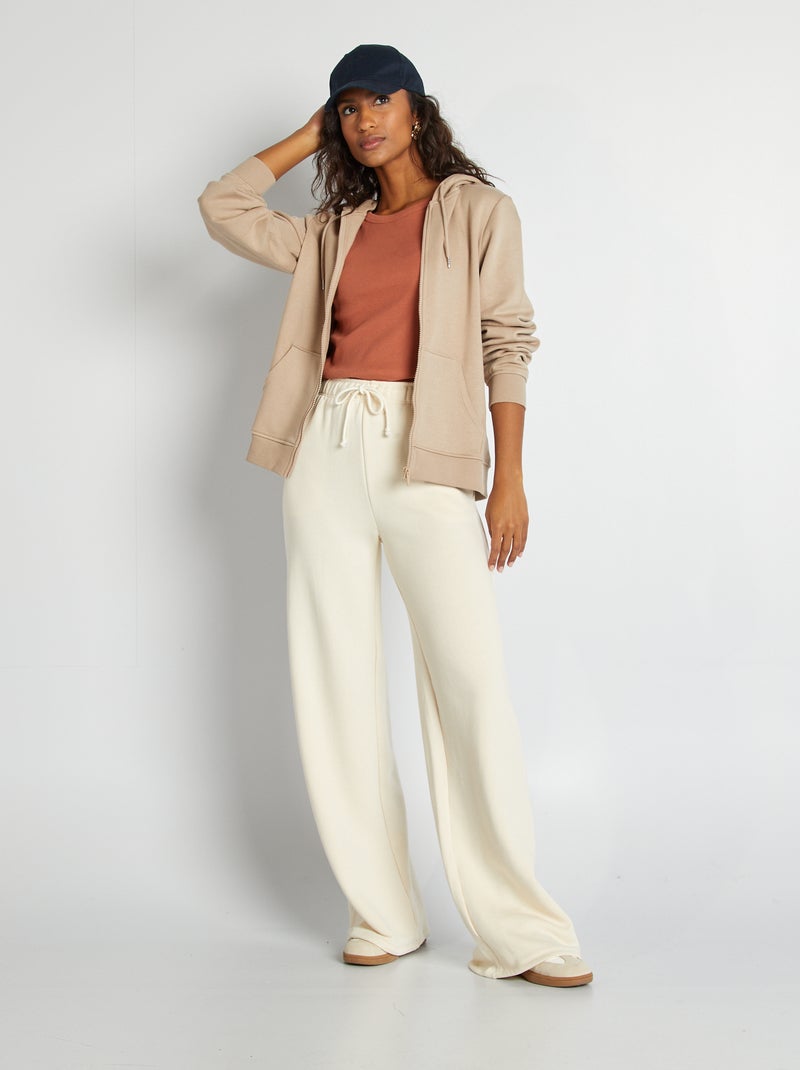 Sweatshirt com fecho e capuz bege - Kiabi