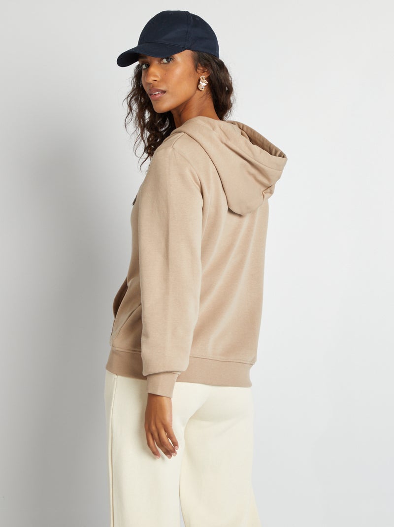 Sweatshirt com fecho e capuz bege - Kiabi