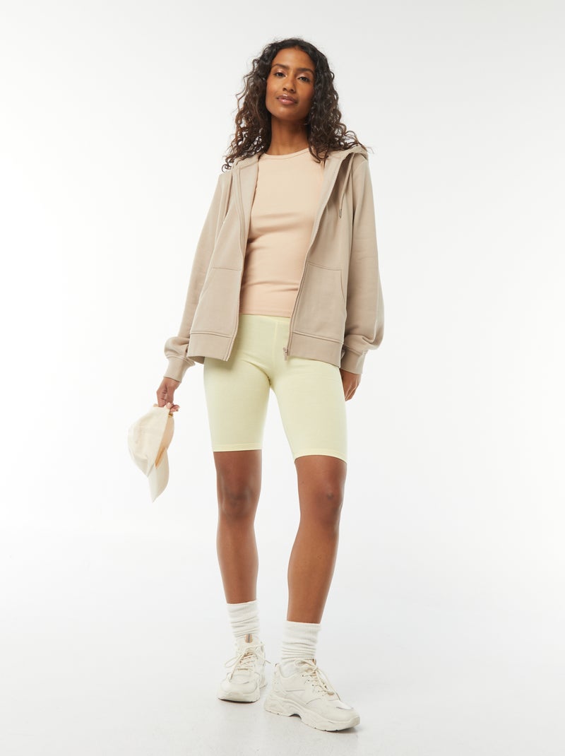 Sweatshirt com fecho e capuz bege - Kiabi