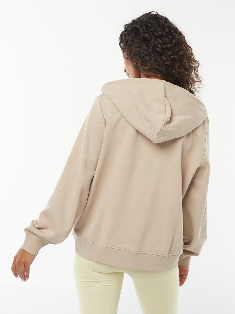 Sweatshirt com fecho e capuz bege - Kiabi