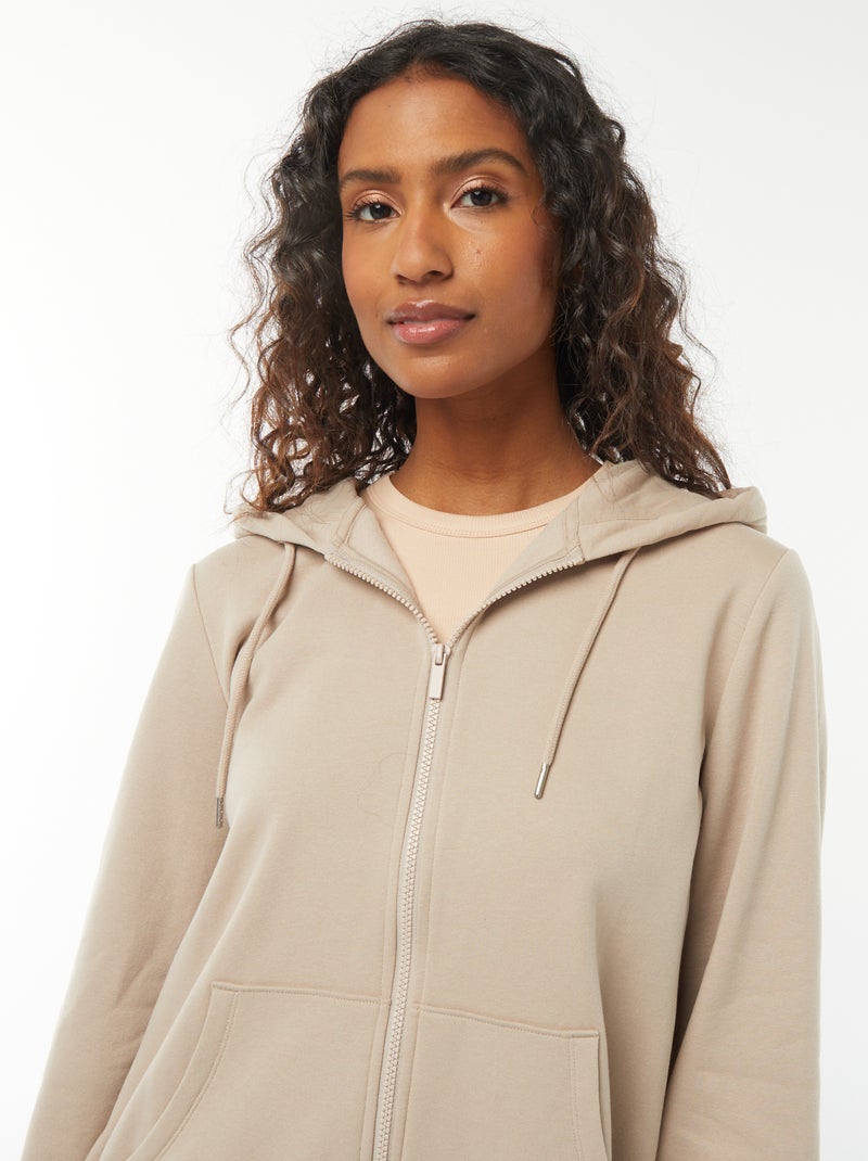 Sweatshirt com fecho e capuz bege - Kiabi