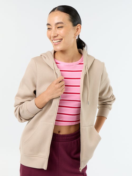 Sweatshirt com fecho e capuz - Kiabi
