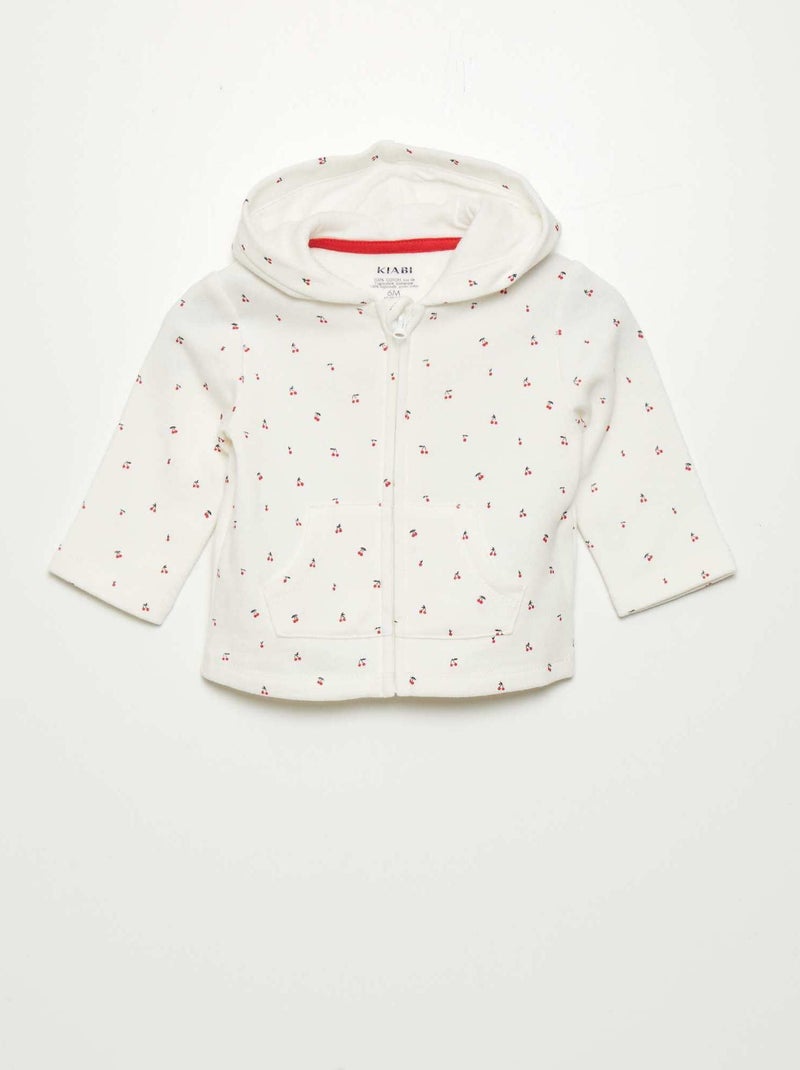Sweatshirt com fecho e capuz BRANCO - Kiabi