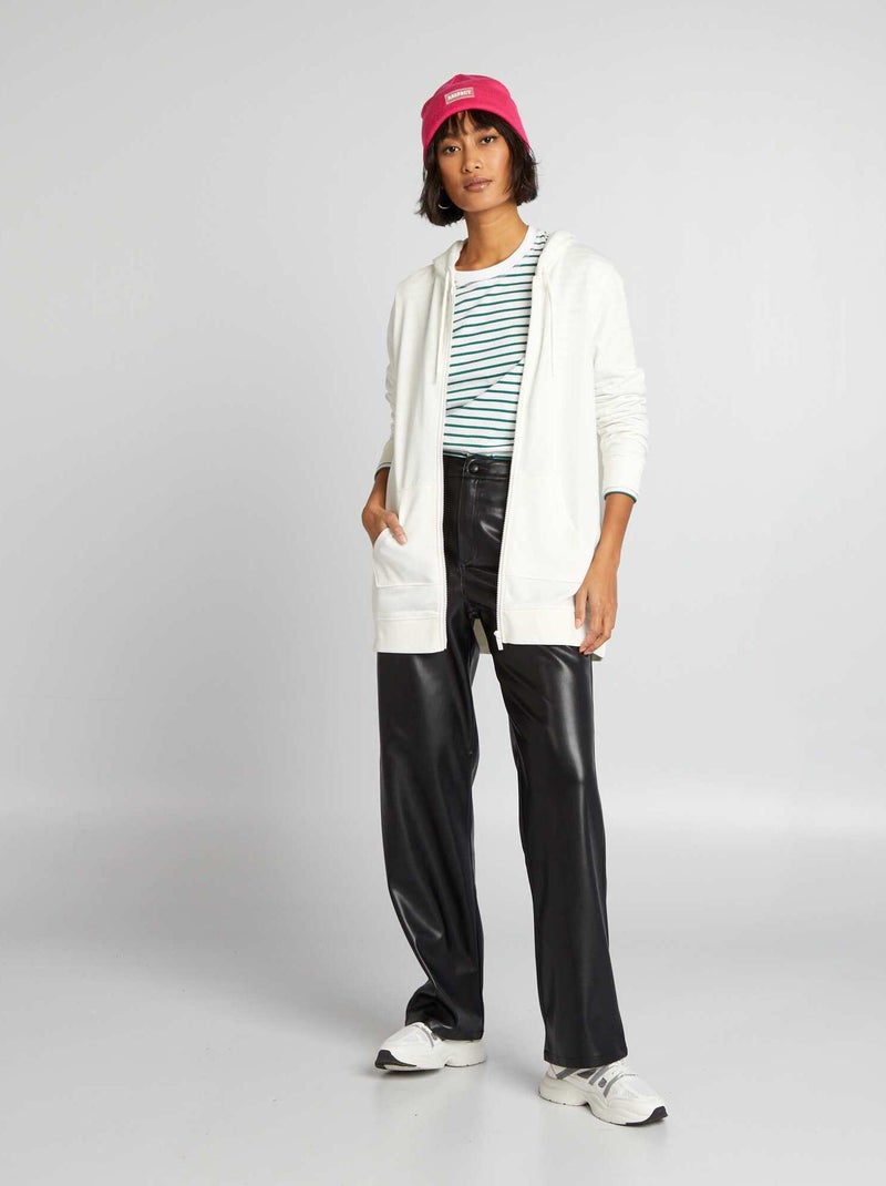 Sweatshirt com fecho e capuz BRANCO - Kiabi