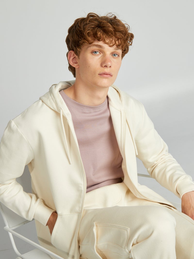 Sweatshirt com fecho e capuz BRANCO - Kiabi