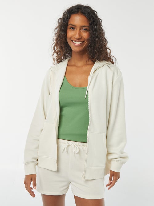 Sweatshirt com fecho e capuz - Kiabi