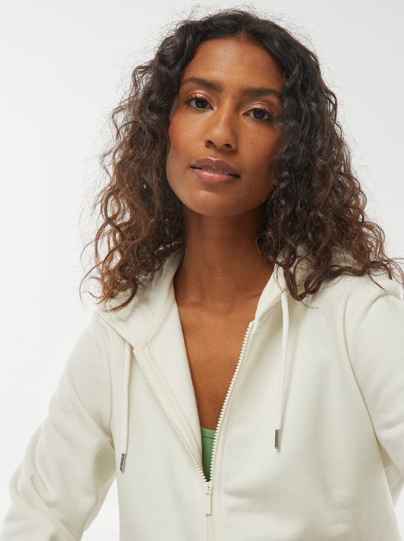 Sweatshirt com fecho e capuz Branco - Kiabi
