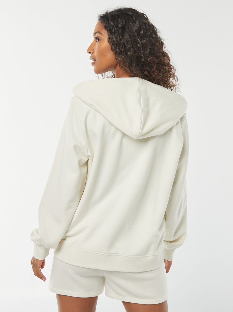 Sweatshirt com fecho e capuz Branco - Kiabi
