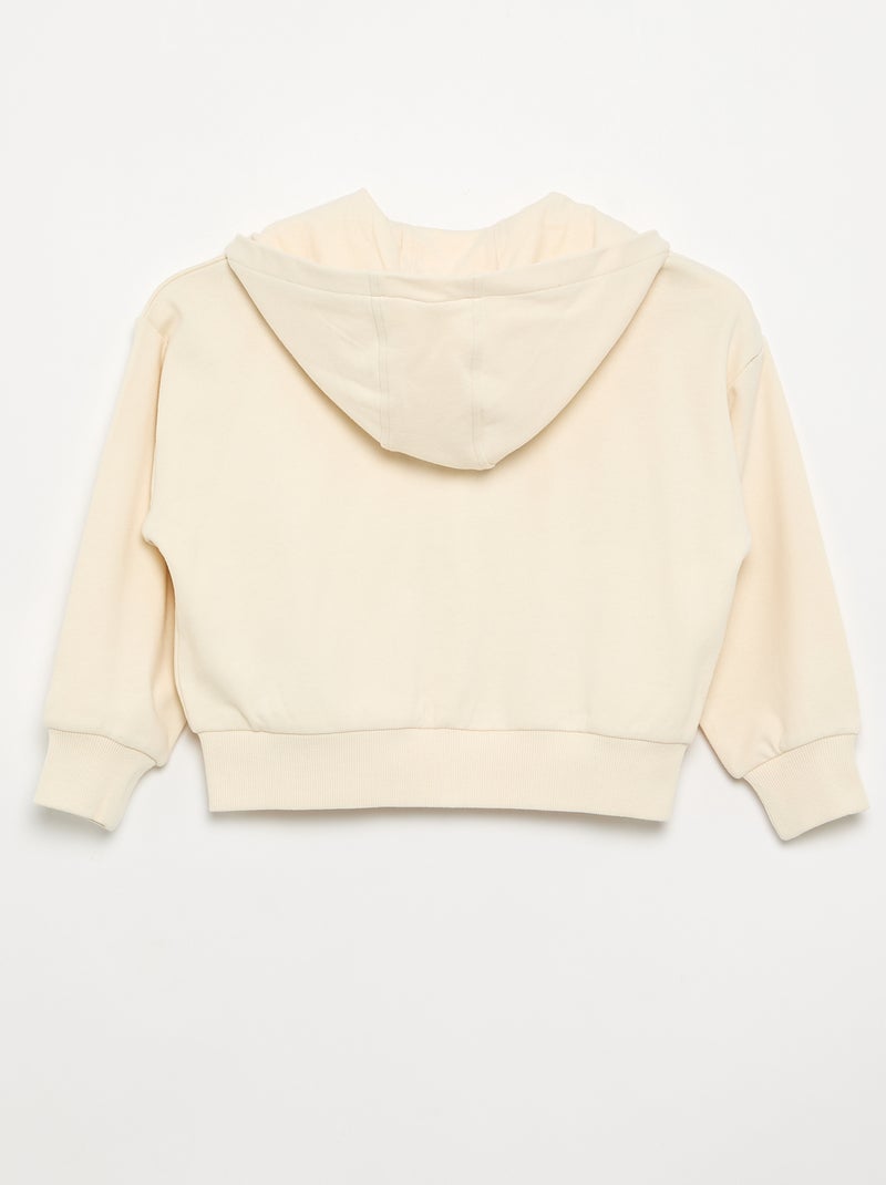 Sweatshirt com fecho e capuz Branco - Kiabi