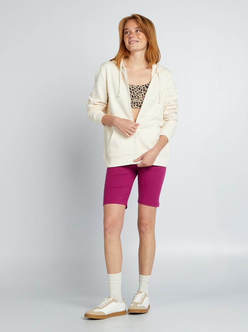 Sweatshirt com fecho e capuz BRANCO - Kiabi