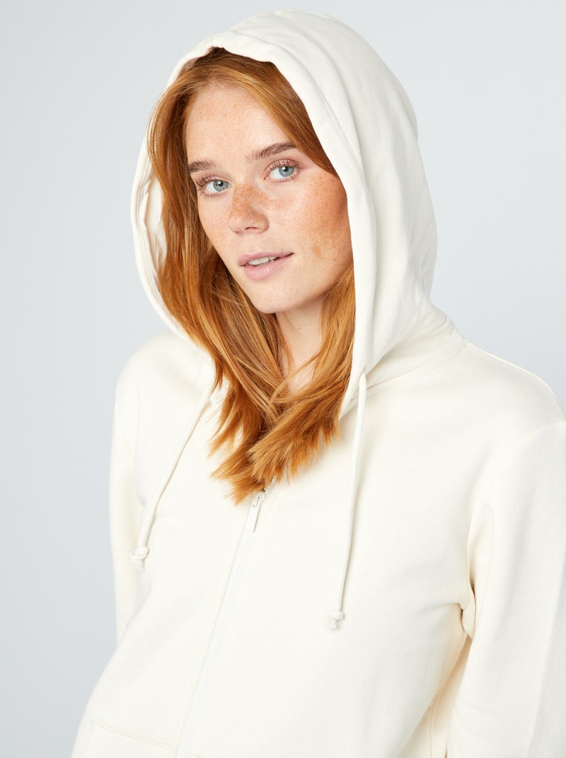 Sweatshirt com fecho e capuz BRANCO - Kiabi