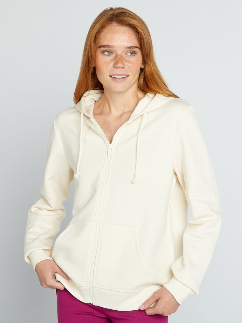 Sweatshirt com fecho e capuz BRANCO - Kiabi