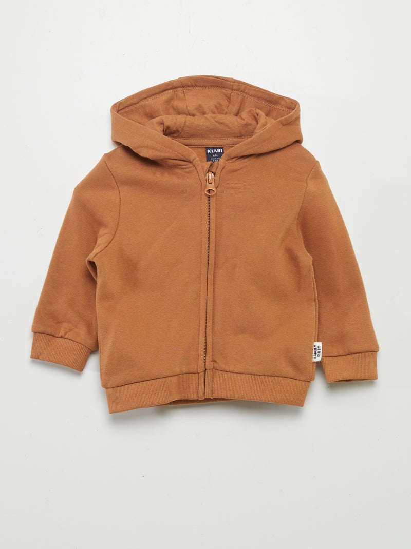 Sweatshirt com fecho e capuz CASTANHO - Kiabi
