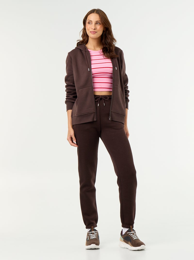 Sweatshirt com fecho e capuz Castanho - Kiabi