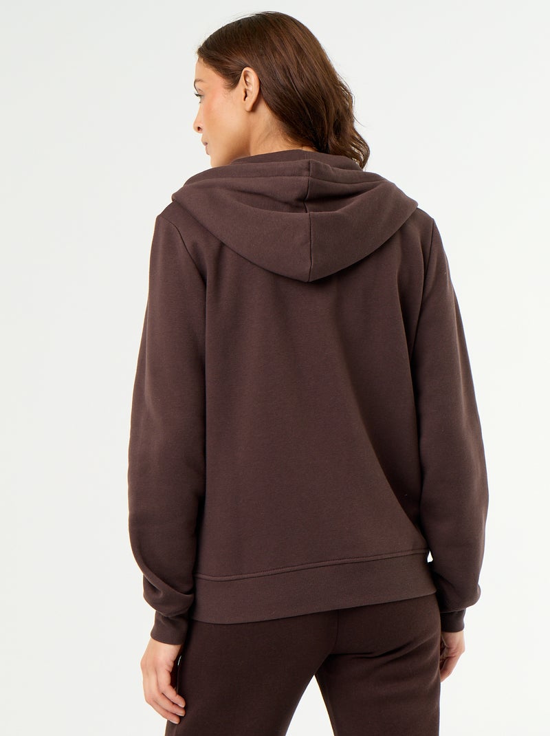 Sweatshirt com fecho e capuz Castanho - Kiabi