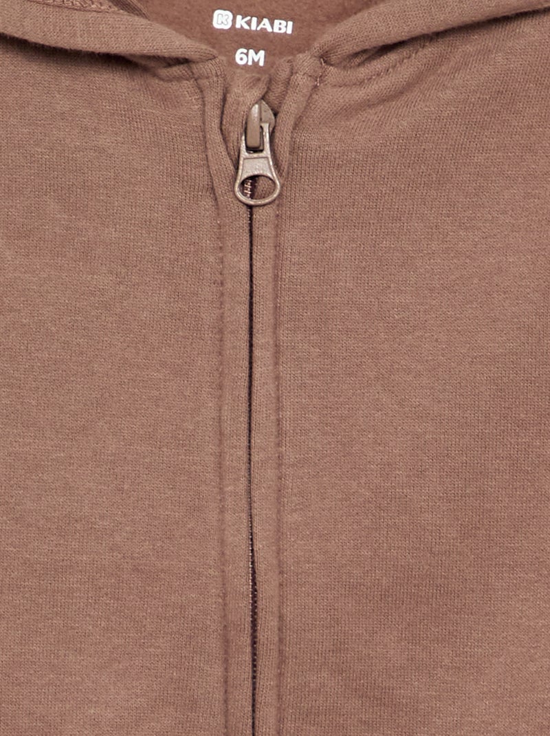 Sweatshirt com fecho e capuz Castanho - Kiabi