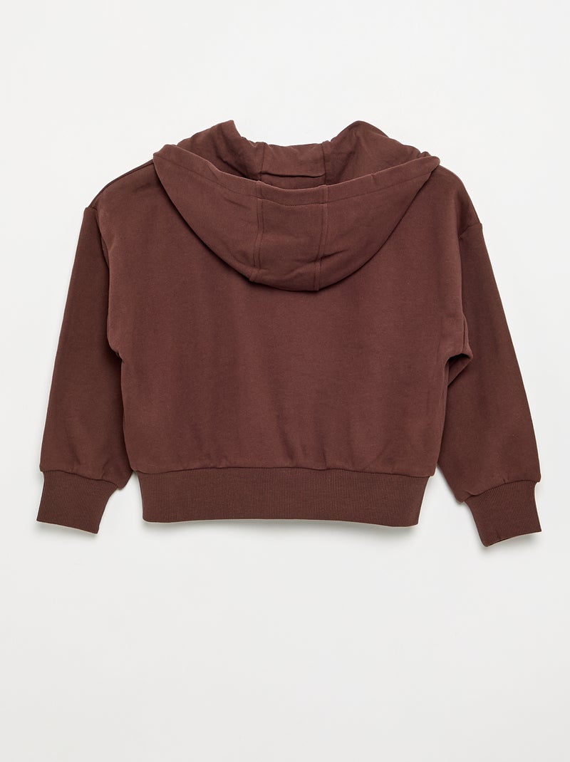 Sweatshirt com fecho e capuz Castanho - Kiabi
