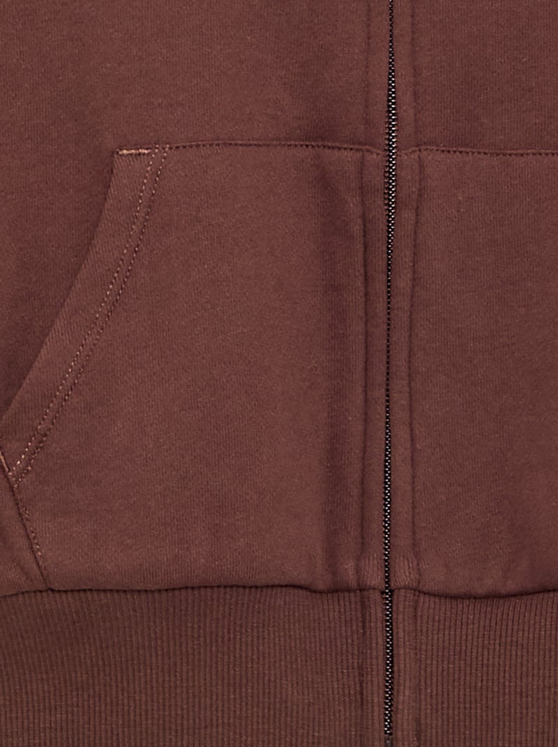 Sweatshirt com fecho e capuz Castanho - Kiabi