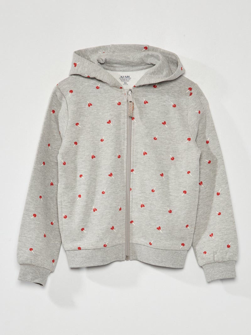 Sweatshirt com fecho e capuz CINZA - Kiabi