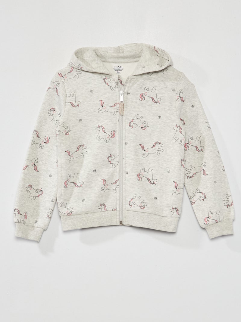 Sweatshirt com fecho e capuz CINZA - Kiabi