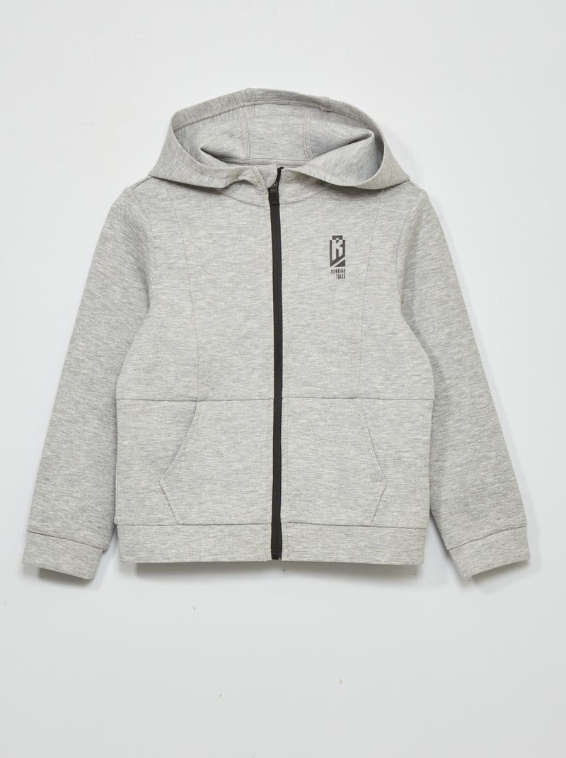 Sweatshirt com fecho e capuz CINZA - Kiabi
