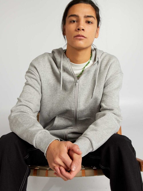 Sweatshirt com fecho e capuz - Kiabi