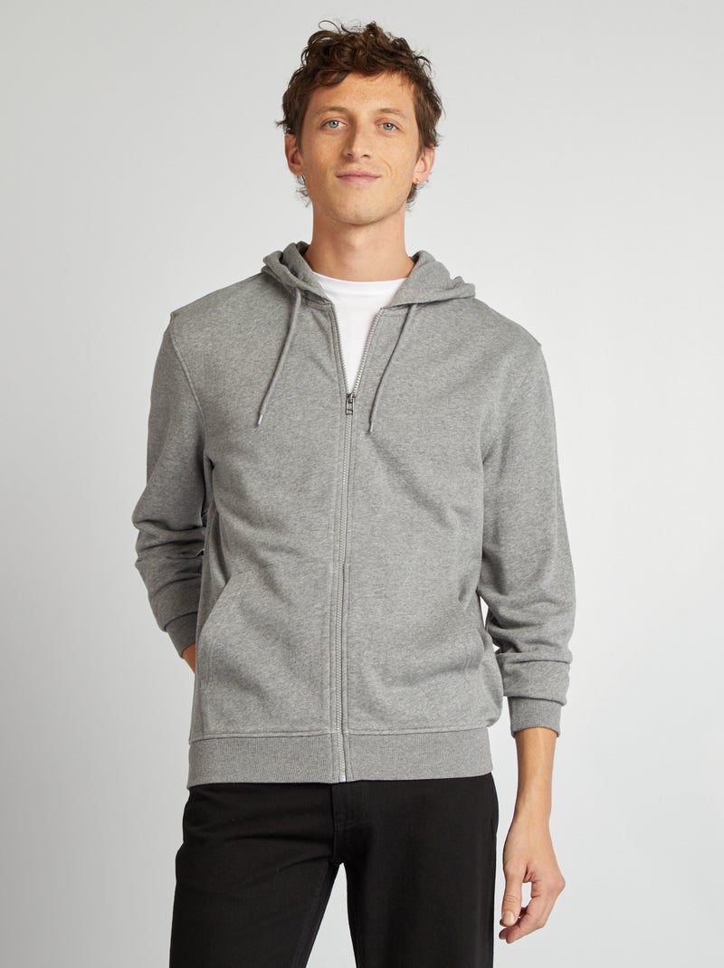 Sweatshirt com fecho e capuz CINZA - Kiabi
