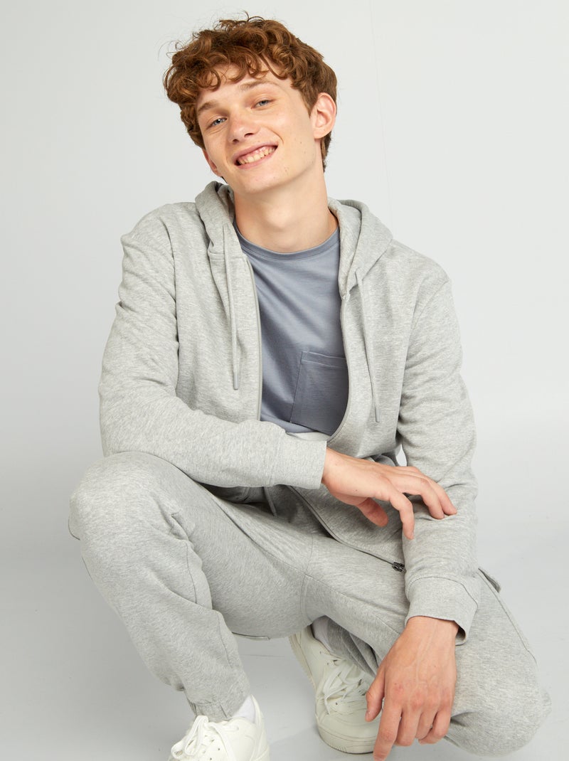 Sweatshirt com fecho e capuz CINZA - Kiabi
