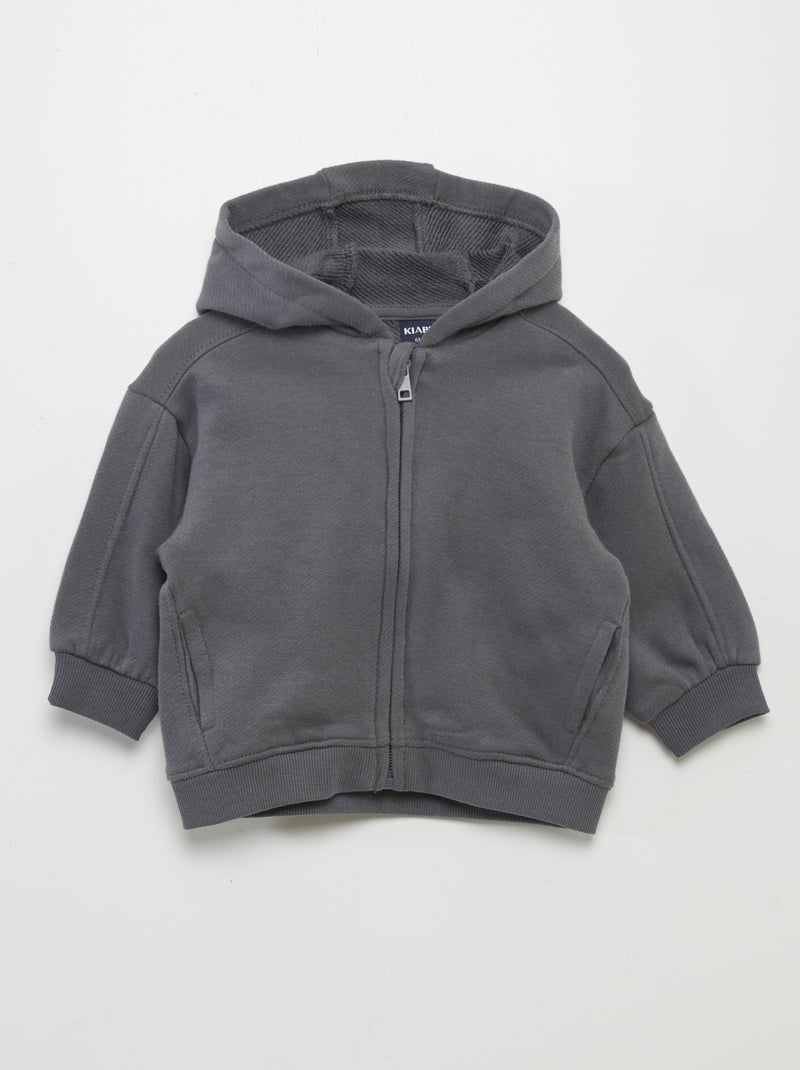 Sweatshirt com fecho e capuz CINZA - Kiabi