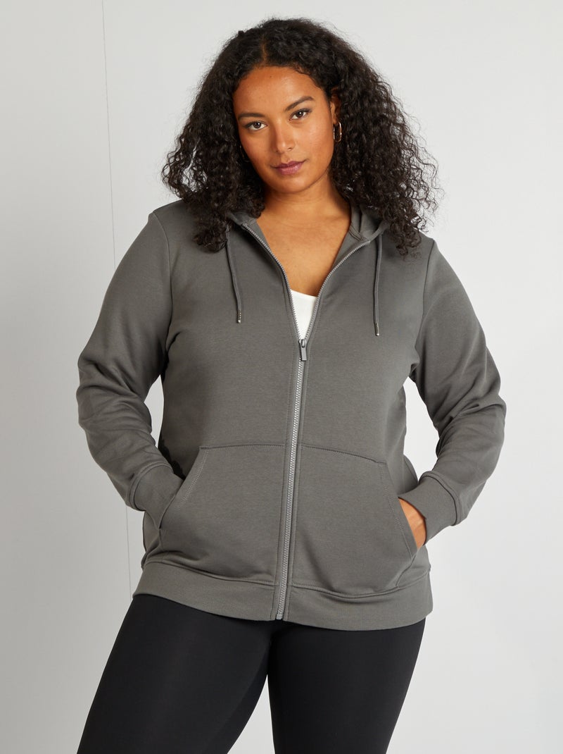 Sweatshirt com fecho e capuz CINZA - Kiabi