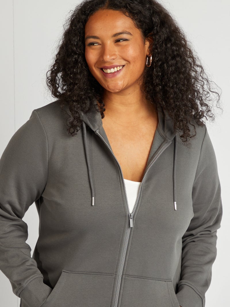 Sweatshirt com fecho e capuz CINZA - Kiabi