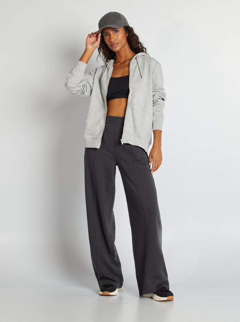 Sweatshirt com fecho e capuz CINZA - Kiabi
