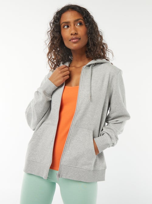 Sweatshirt com fecho e capuz - Kiabi