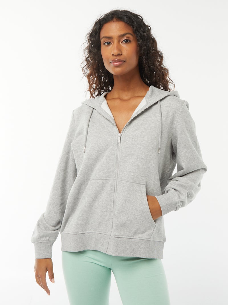 Sweatshirt com fecho e capuz Cinza - Kiabi