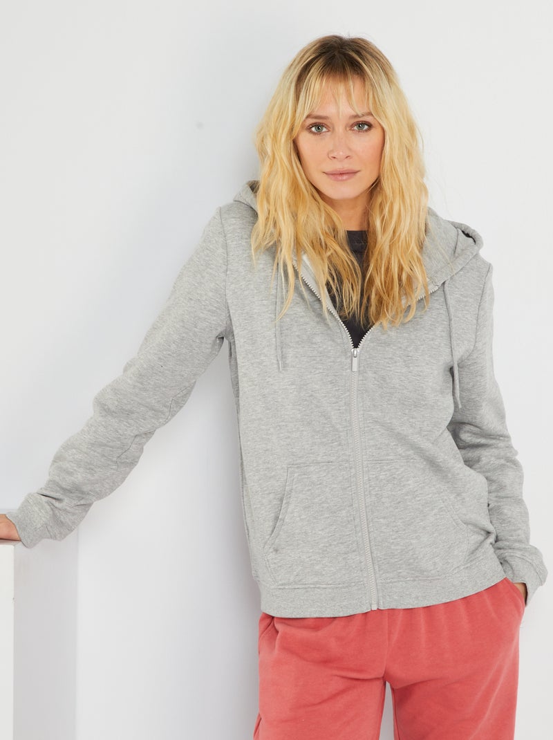 Sweatshirt com fecho e capuz CINZA - Kiabi