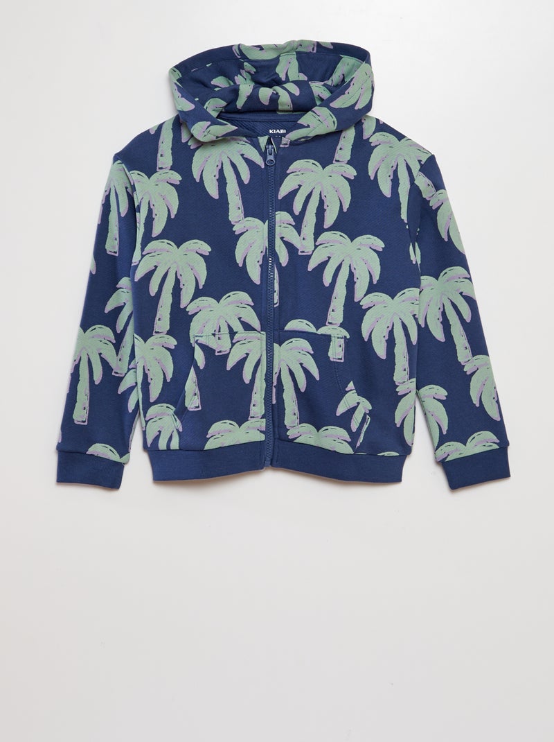 Sweatshirt com fecho e capuz com motivo AZUL - Kiabi