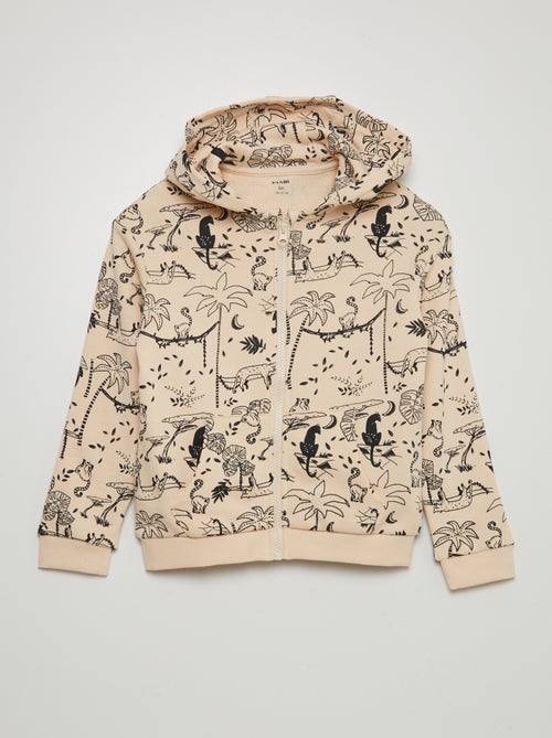 Sweatshirt com fecho e capuz com motivo - Kiabi